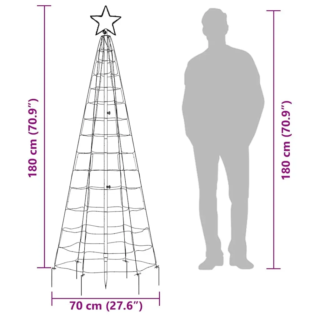 LED Christmas Tree with Spikes 220 Cold White Lights 8 Effects 180cm Garden