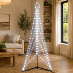 LED Christmas Tree 182cm 363 Cold White Lights 8 Effects Indoor Outdoor Holiday