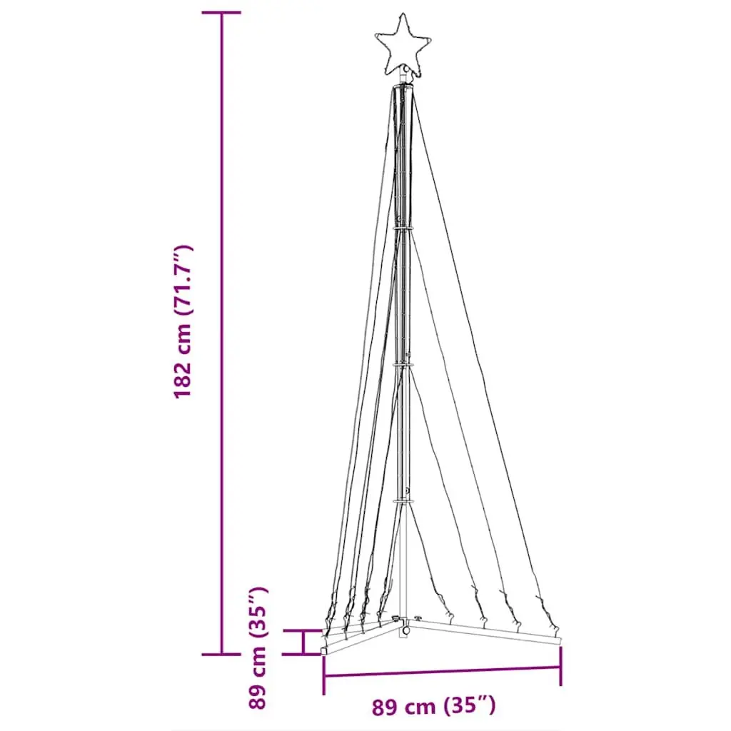 LED Christmas Tree Warm White 182cm 339 Lights Indoor Outdoor Holiday Decoration