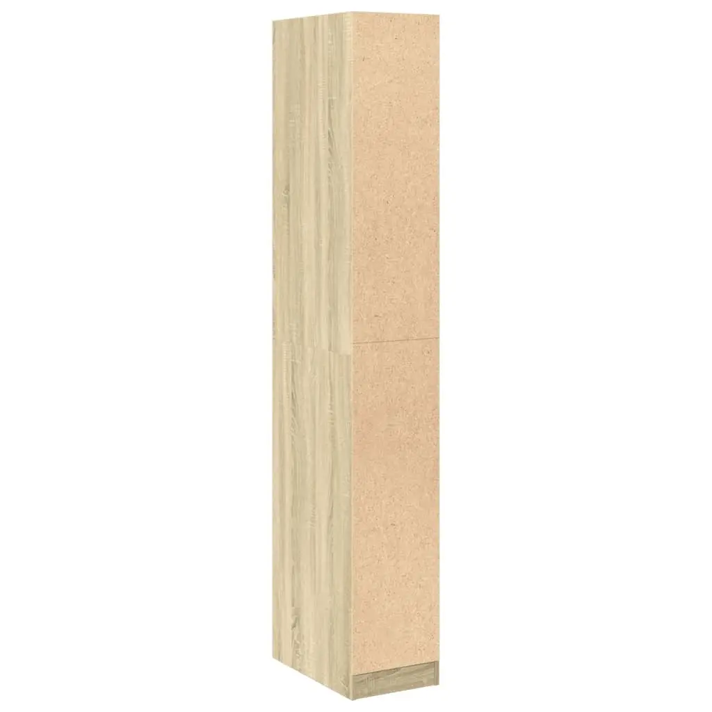 Wardrobe Cupboard Brown Engineered Wood Compact 30x50x200cm Storage Cabinet