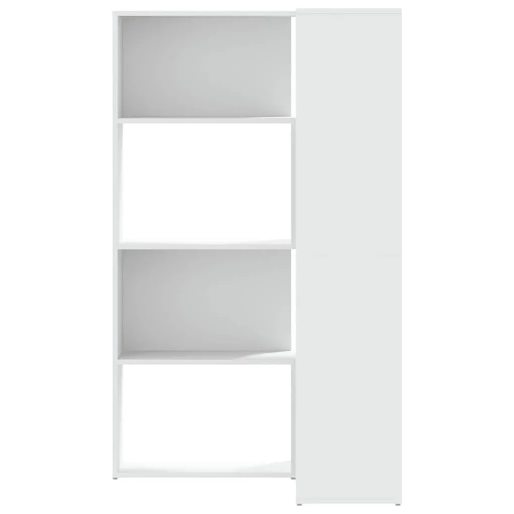 4 Tier White Corner Bookcase Engineered Wood 85x85x140cm Shelving Storage Unit for Living Room Bedroom Office