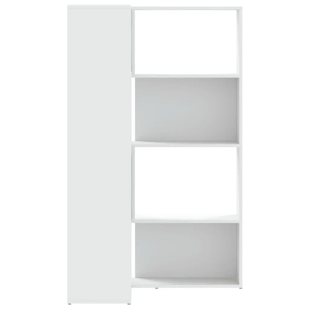 4 Tier White Corner Bookcase Engineered Wood 85x85x140cm Shelving Storage Unit for Living Room Bedroom Office