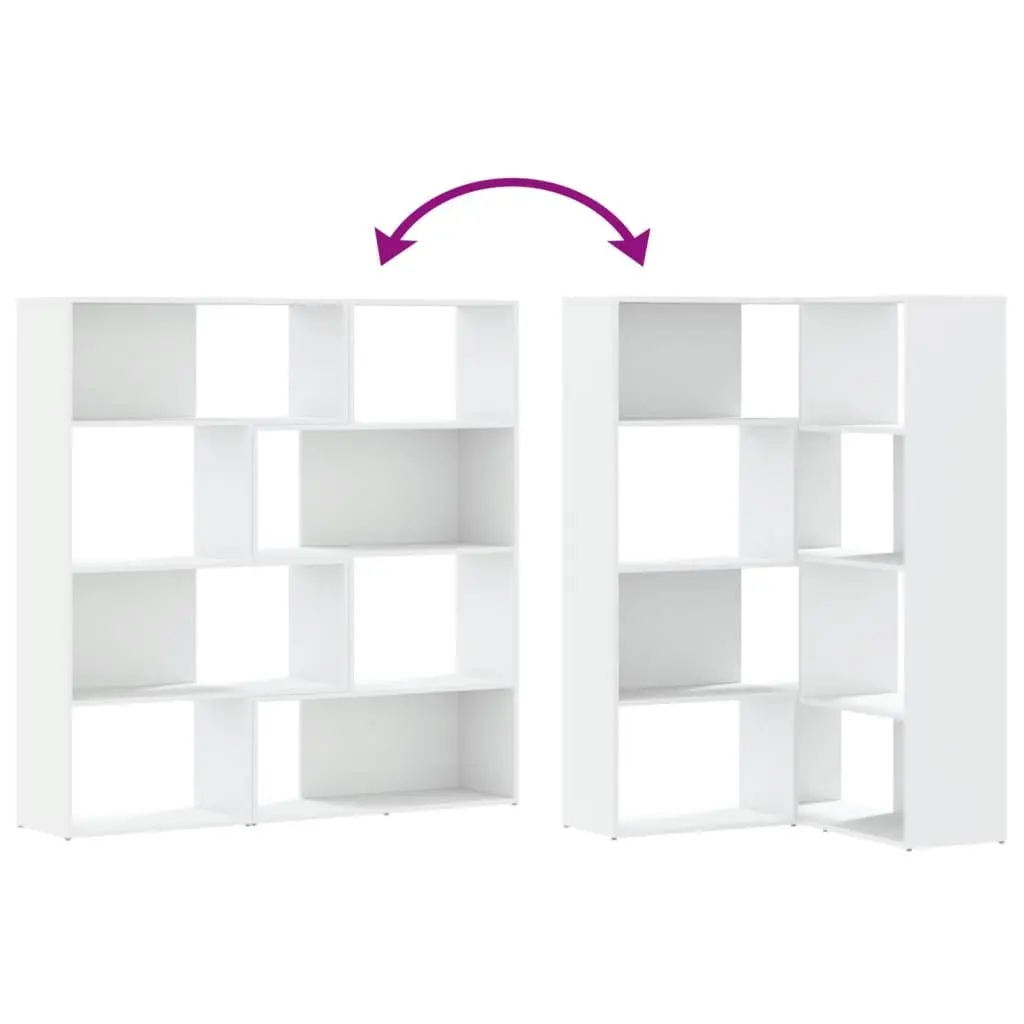 4 Tier White Corner Bookcase Engineered Wood 85x85x140cm Shelving Storage Unit for Living Room Bedroom Office