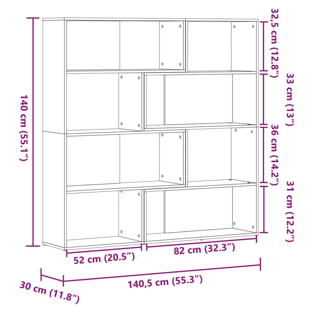 4 Tier White Corner Bookcase Engineered Wood 85x85x140cm Shelving Storage Unit for Living Room Bedroom Office