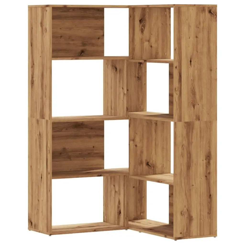 Corner Bookcase Brown 85x85x140cm 4-Tier Engineered Wood Shelving Unit