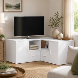 Concise White Corner Cabinet with Flexible Design
