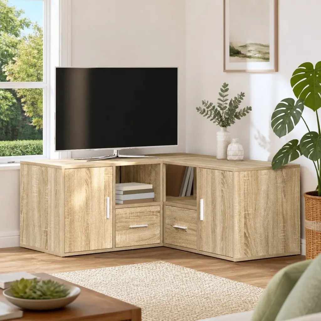 Brown Corner Cabinet for Storage and Display