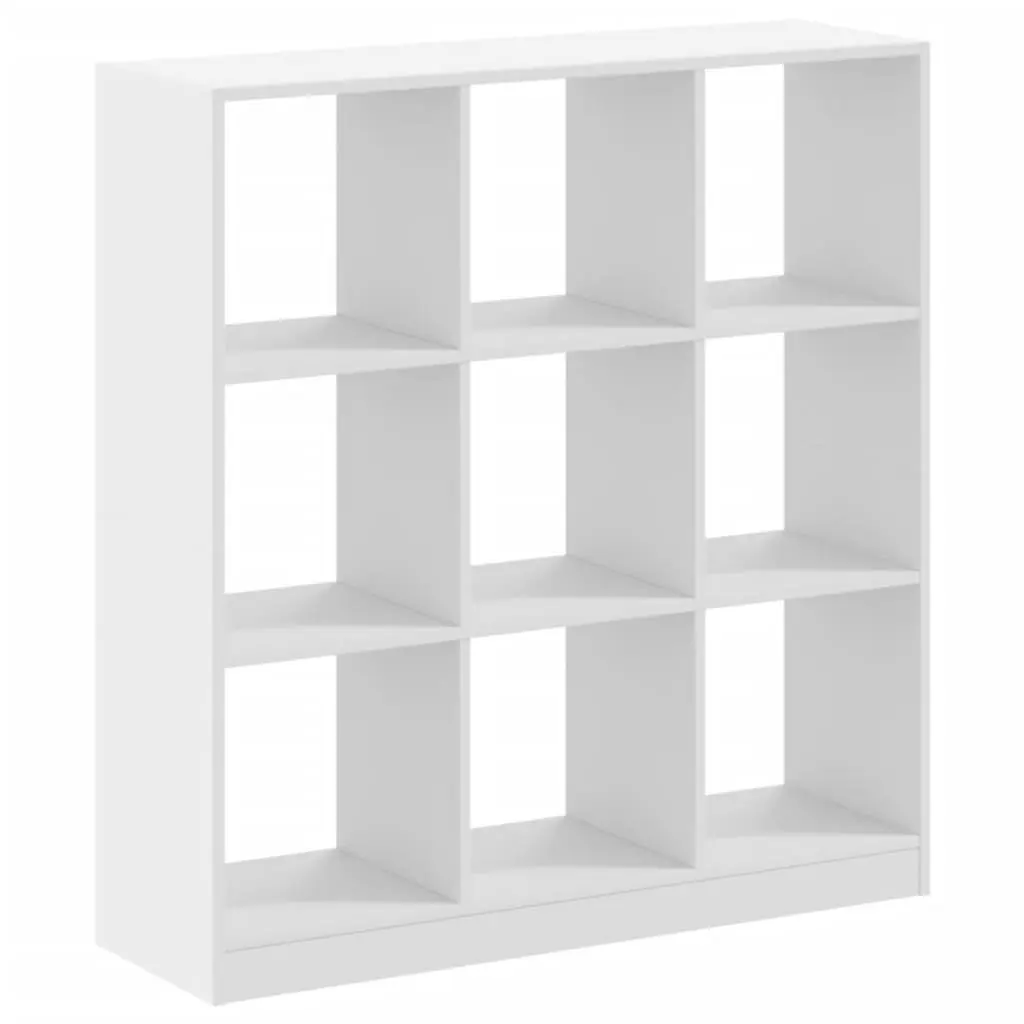 Bookcase White 102x32x108 cm Engineered Wood 9 Compartment Storage Display