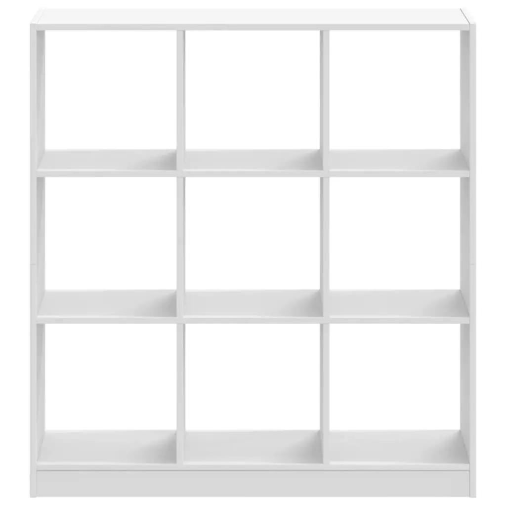 Bookcase White 102x32x108 cm Engineered Wood 9 Compartment Storage Display