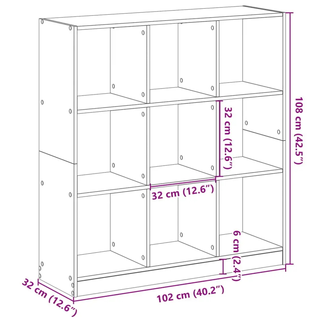 Bookcase Brown 9 Compartment Storage Shelving Unit Display Rack Engineered Wood