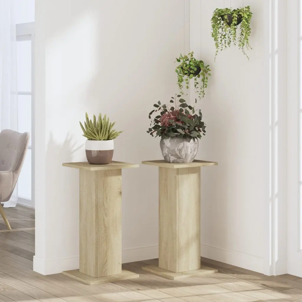 Plant Stands Brown 30x30x60 cm Engineered Wood Flower Display Stand 2 Piece