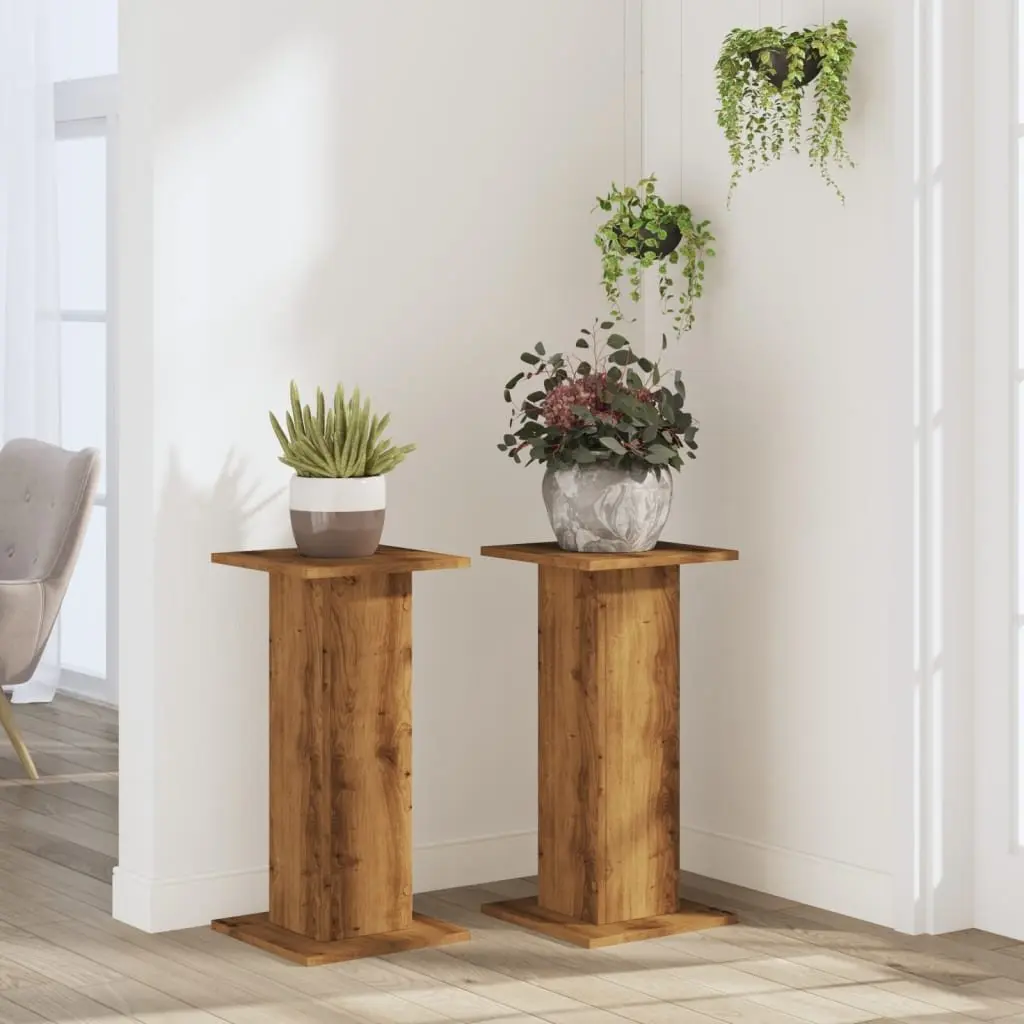 Plant Stands Brown 30x30x60 cm Tall Display Pot Holders 2 Piece