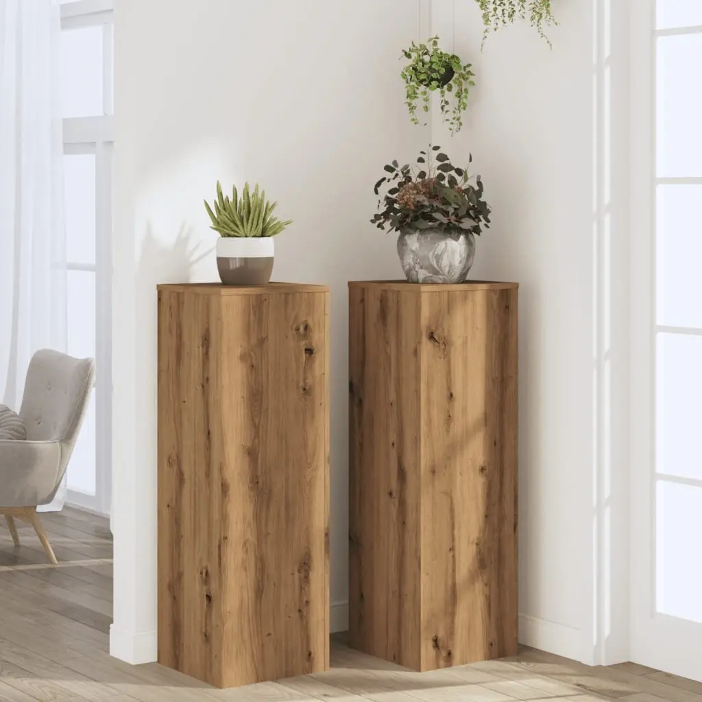 Plant Stands Brown 33x33x100 cm Engineered Wood 2 Piece Flower Display Stands