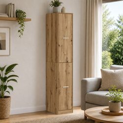 Apothecary Storage Cabinet Brown Engineered Wood Home Office Organiser Tall Unit
