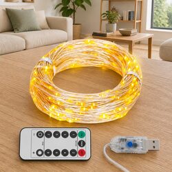 Compact 30m LED String Lights with 300 Warm White LEDs