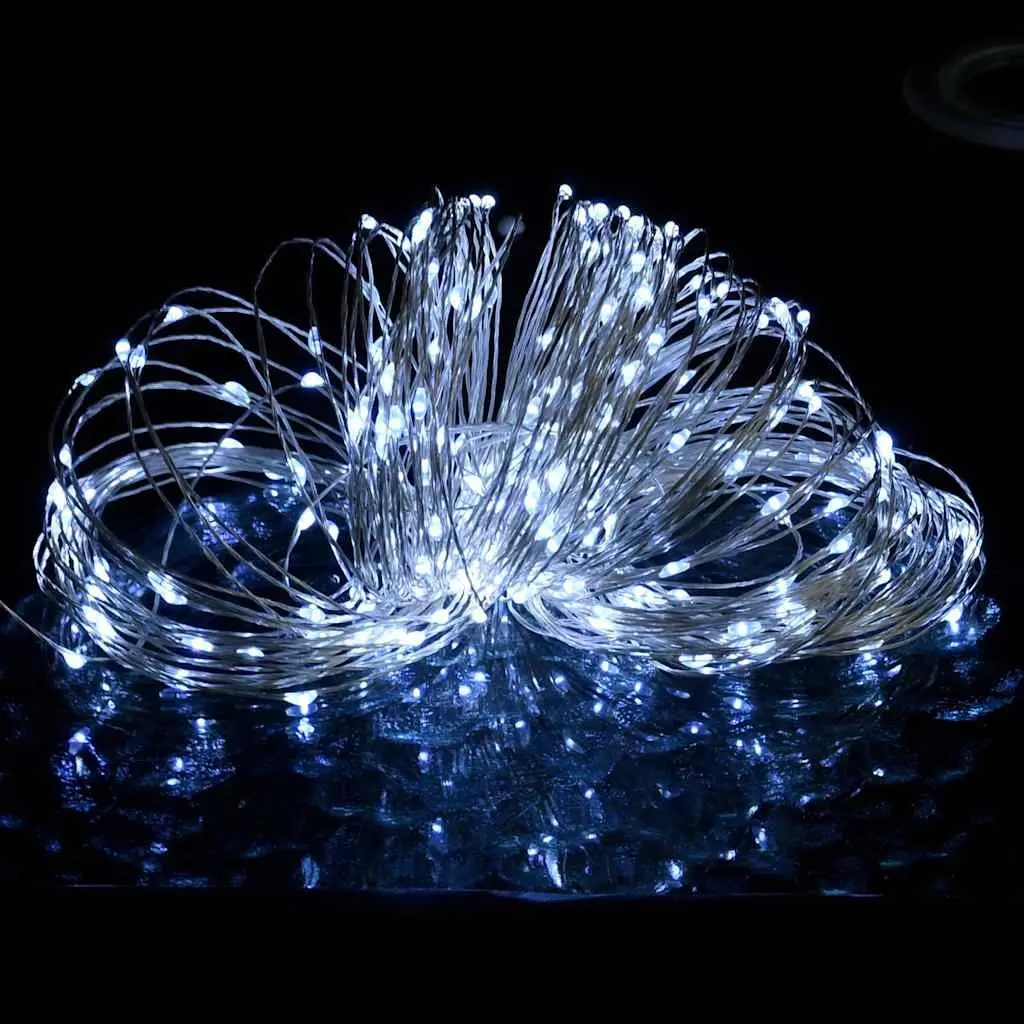 LED String Lights Cold White 15m 150 LEDs 8 Lighting Effects