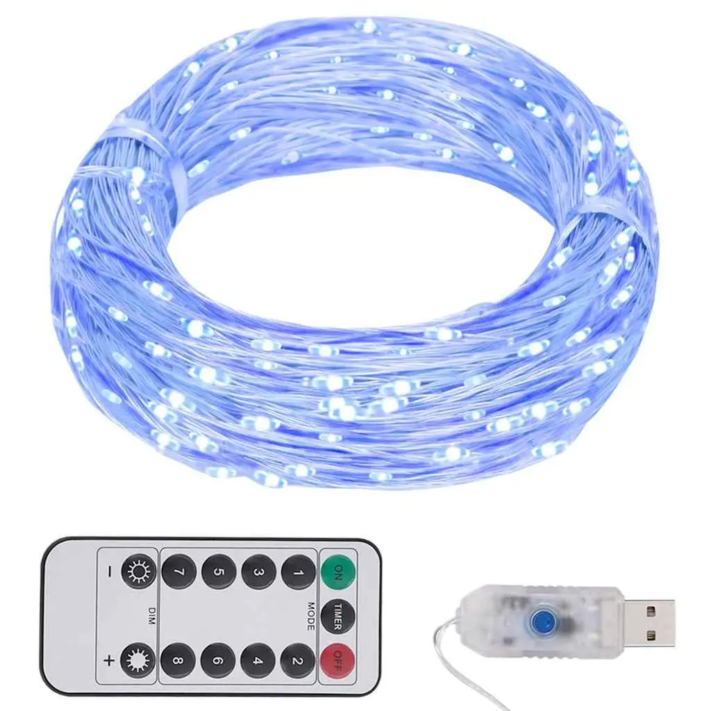 LED String Lights Blue 15m 150 LEDs Copper Wire Remote Control