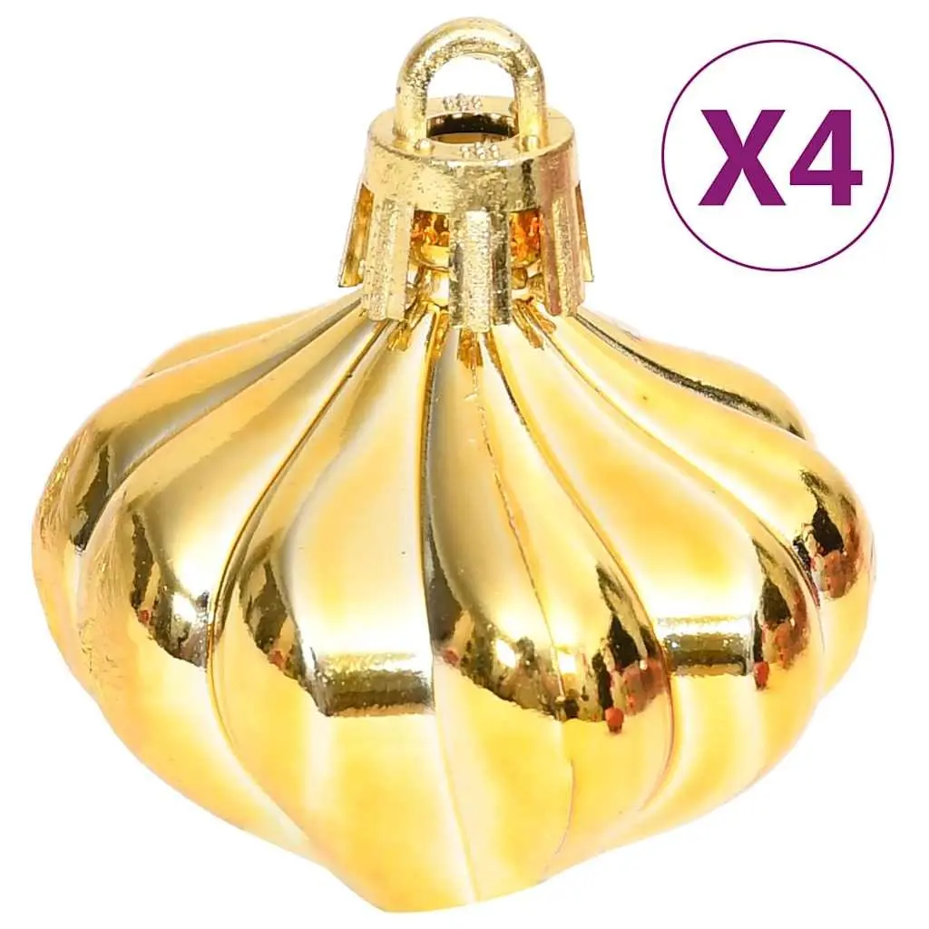 Christmas Bauble Ornament Set Gold Red 70 Piece Shatterproof Tree Decorations