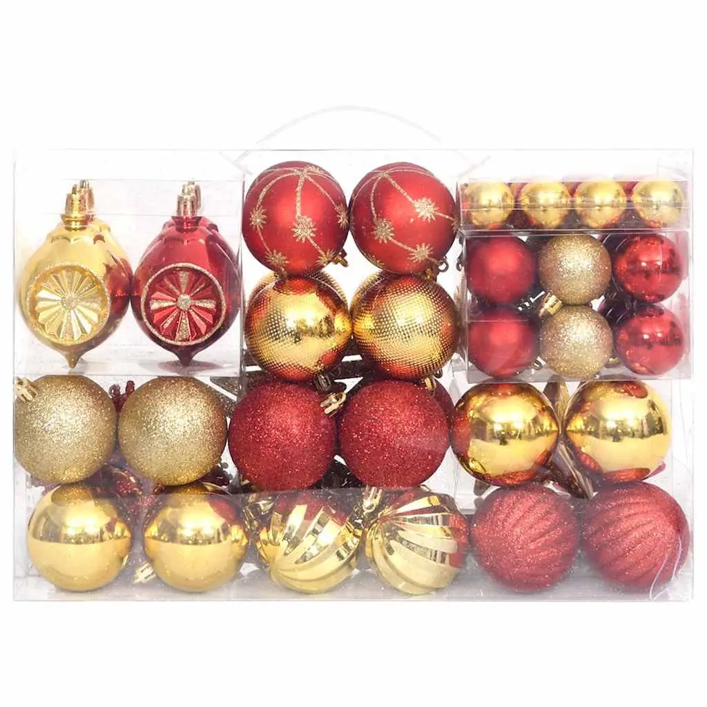 Christmas Bauble Set Gold Red 108 Piece Shatterproof Tree Decoration