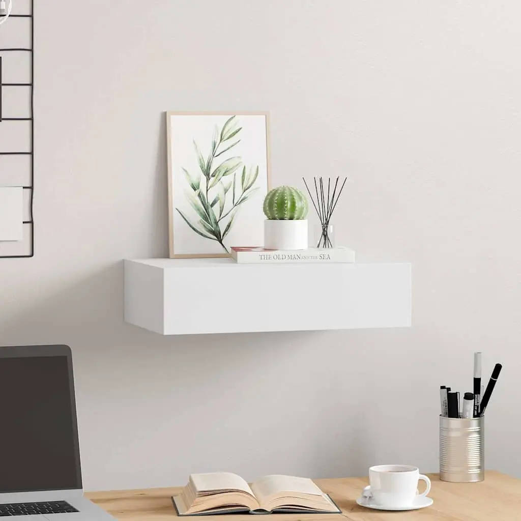 Wall-mounted Drawer Shelf White 40x23.5x10cm Floating Storage Organizer