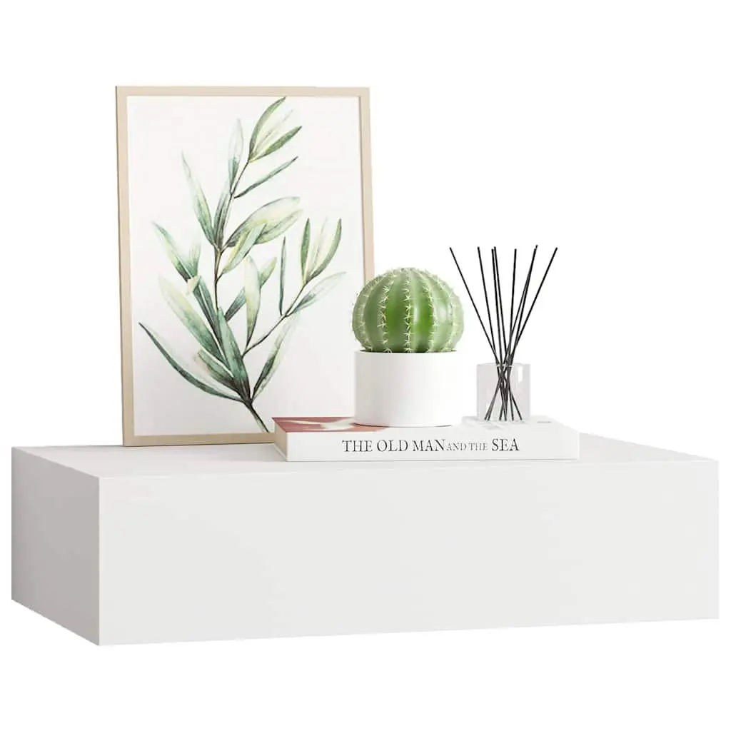 Wall-mounted Drawer Shelf White 40x23.5x10cm Floating Storage Organizer