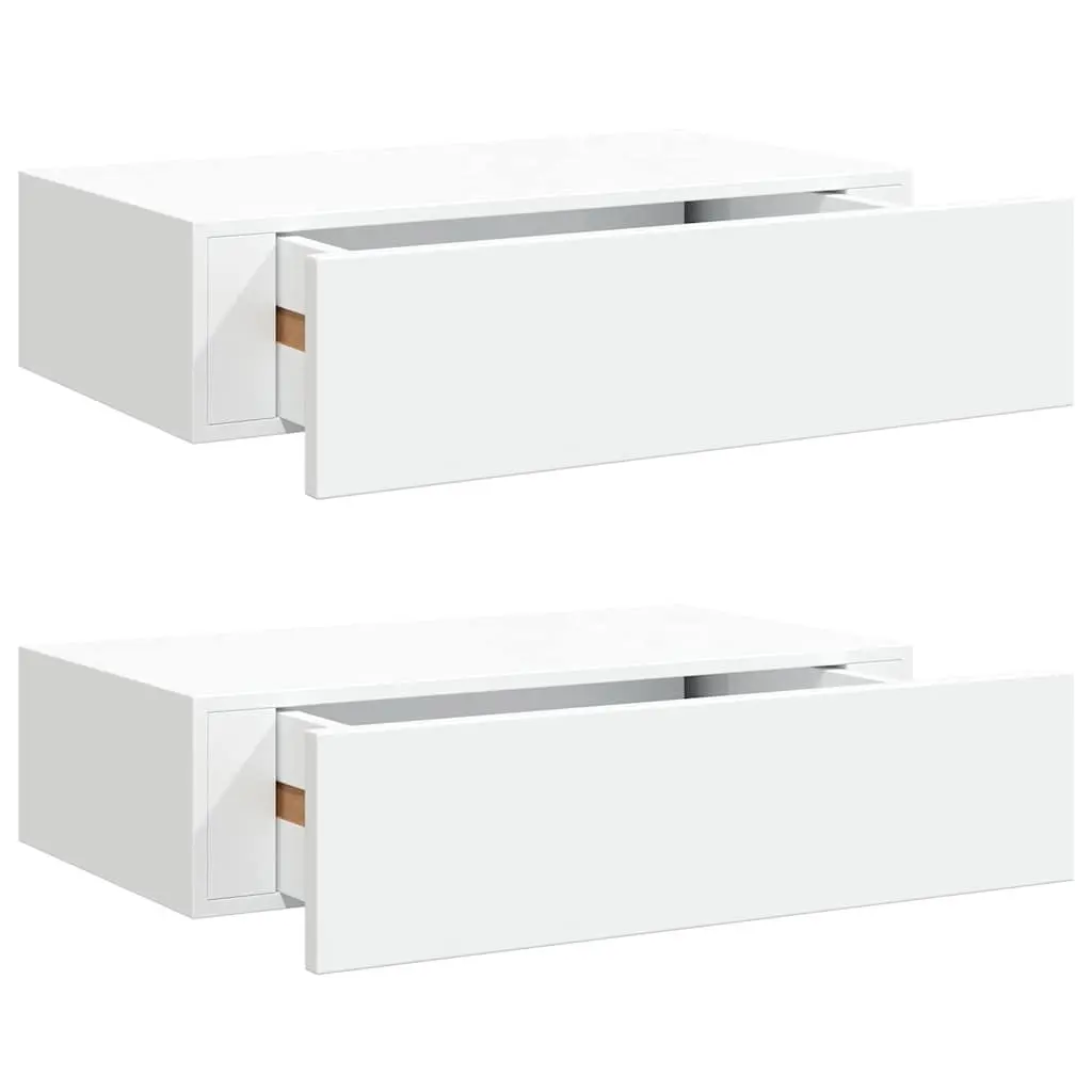 Wall-Mounted Drawer Shelves White 2 Piece Floating Storage Organizer