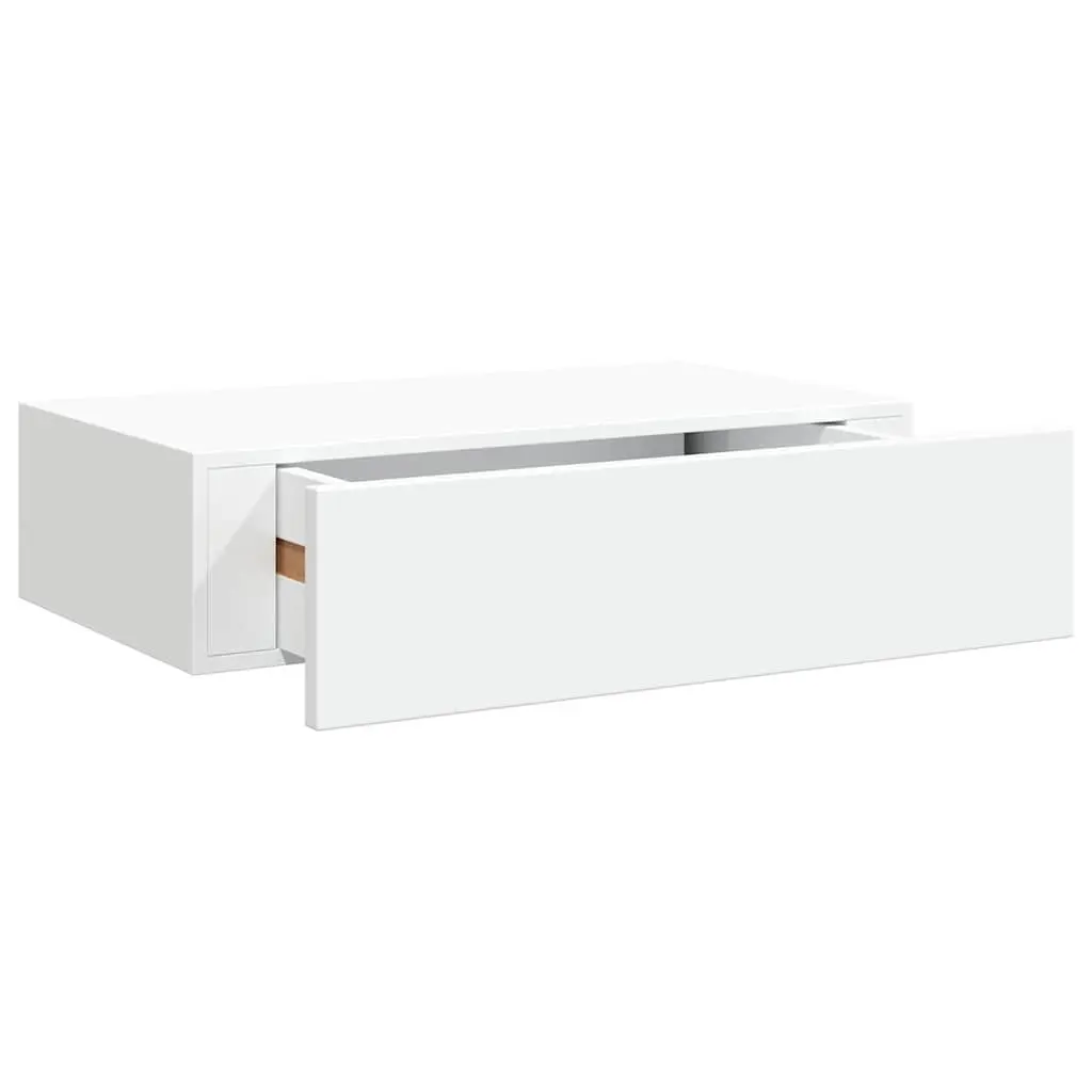 Wall-Mounted Drawer Shelves White 2 Piece Floating Storage Organizer