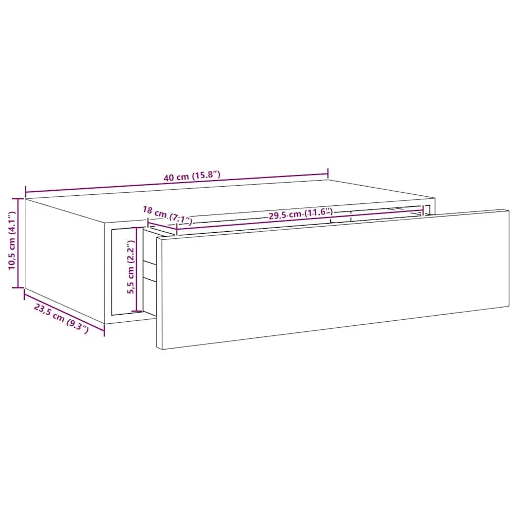 Wall-mounted Drawer Shelf Black 40x23.5x10cm Floating Storage Organizer