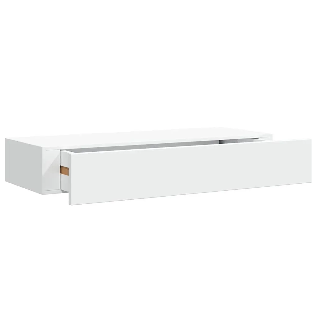 Wall-mounted Drawer Shelves White 60 x 23.5 x 10 cm Compact Floating Storage Organiser Set 2 Pieces