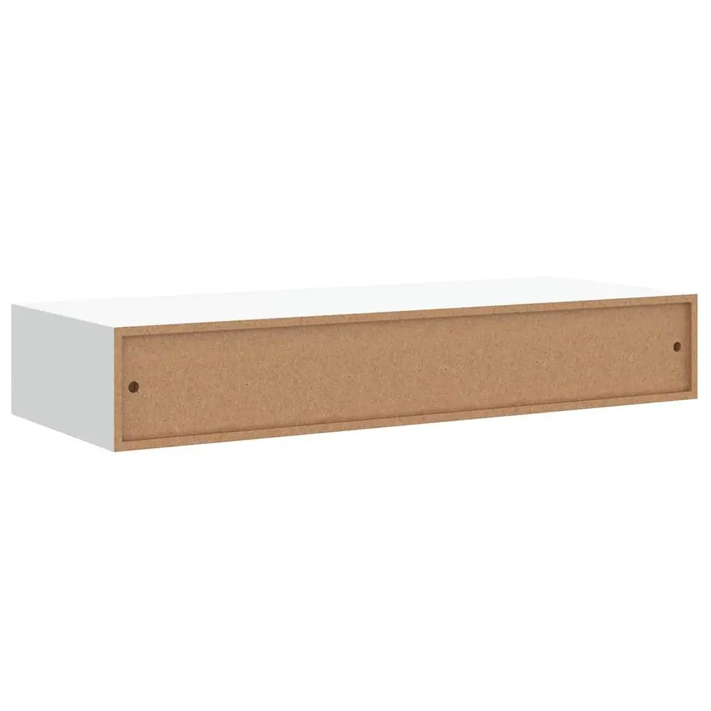 Wall-mounted Drawer Shelves White 60 x 23.5 x 10 cm Compact Floating Storage Organiser Set 2 Pieces