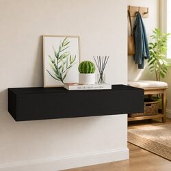 Black Wall-Mounted Drawer Shelf