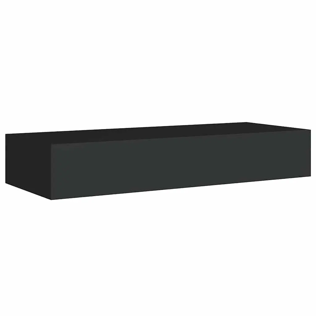 Wall-mounted Drawer Shelf Black 60x23.5x10cm Floating Storage MDF Organiser