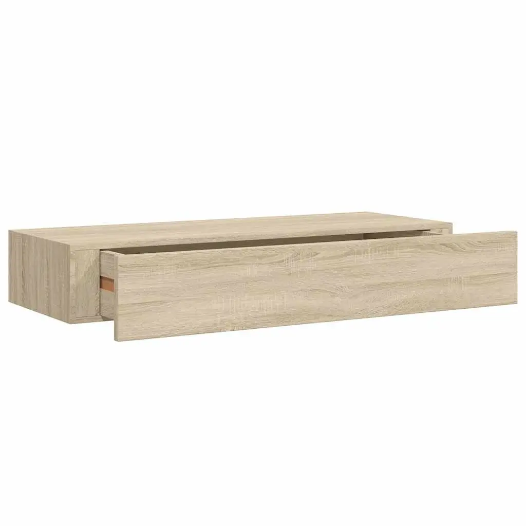 Wall-mounted Drawer Shelf Oak Brown Floating Storage 60x23.5x10cm