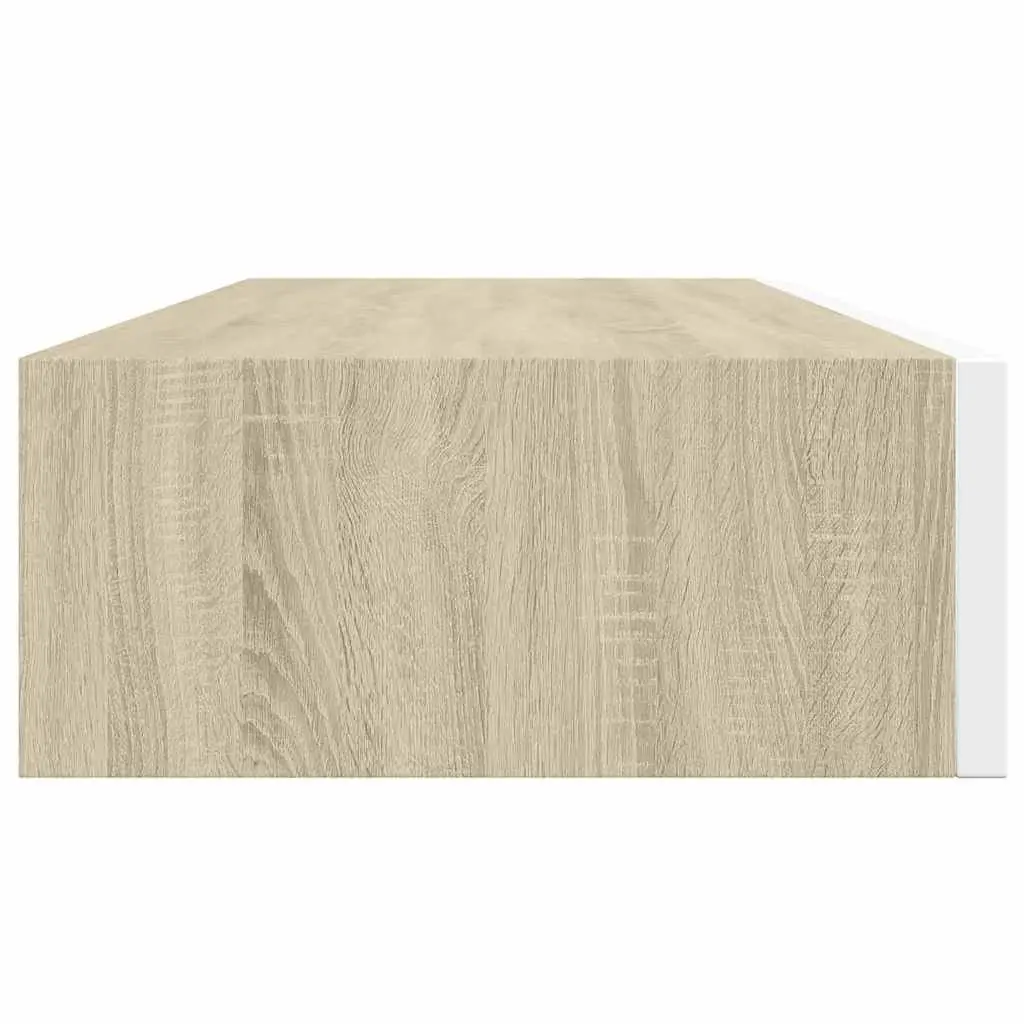 Wall-mounted Drawer Shelf Floating Storage Oak White 60x23.5x10cm MDF