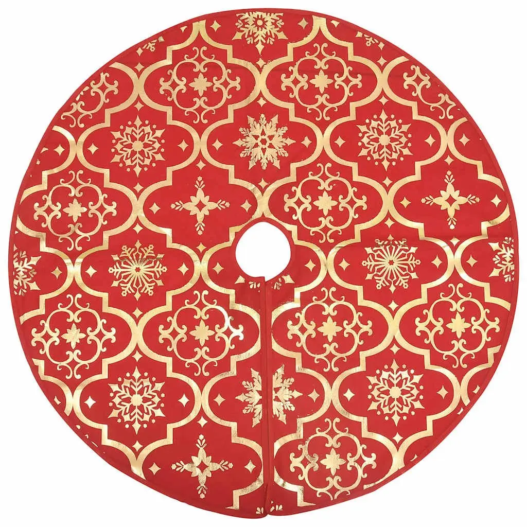 Christmas Tree Skirt Red 122cm Fabric with Matching Sock Luxury Holiday Decor
