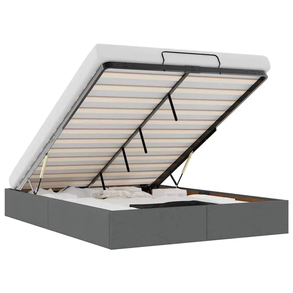 Ottoman Storage Bed Frame Grey Double Lift Mechanism
