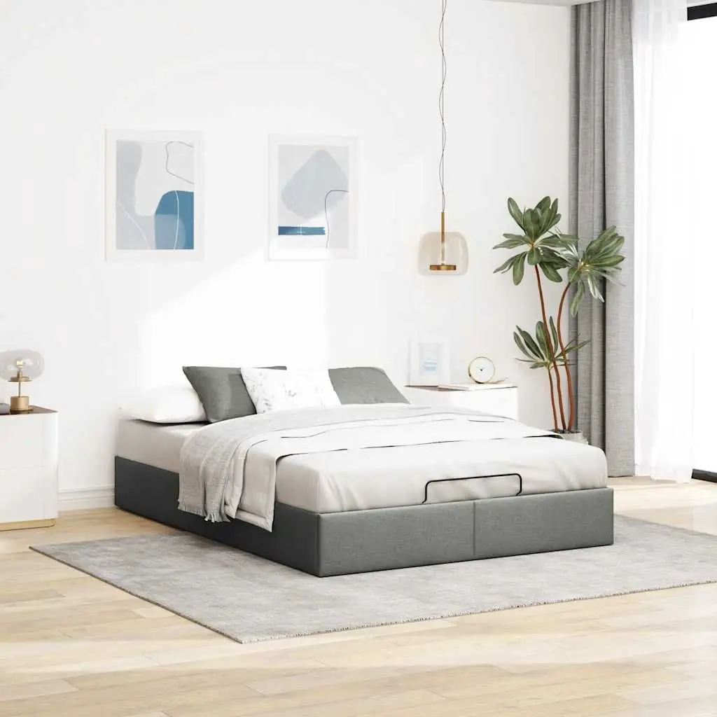 Ottoman Storage Bed Frame Grey Double Lift Mechanism