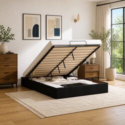 Black Double Ottoman Storage Bed Frame