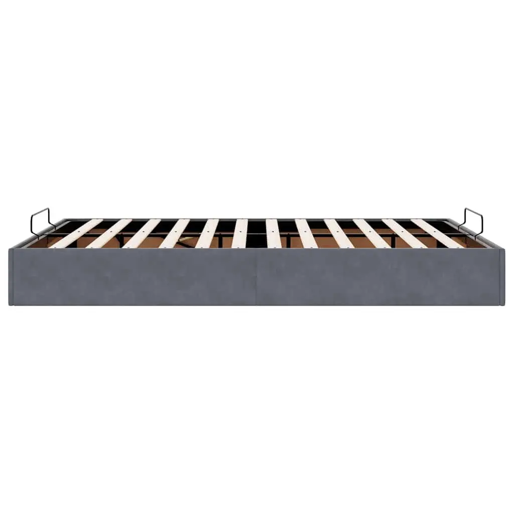 Ottoman Storage Bed Frame Dark Grey Double Size Velvet Gas Lift