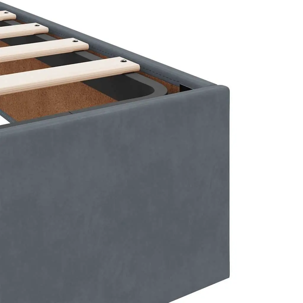 Ottoman Storage Bed Frame Dark Grey Double Size Velvet Gas Lift