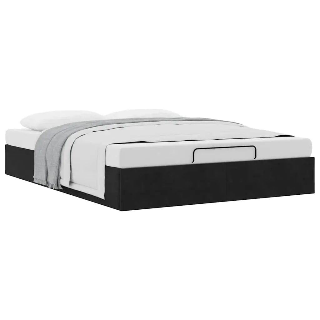 Ottoman Storage Bed Frame Black Velvet Double Gas Lift Up