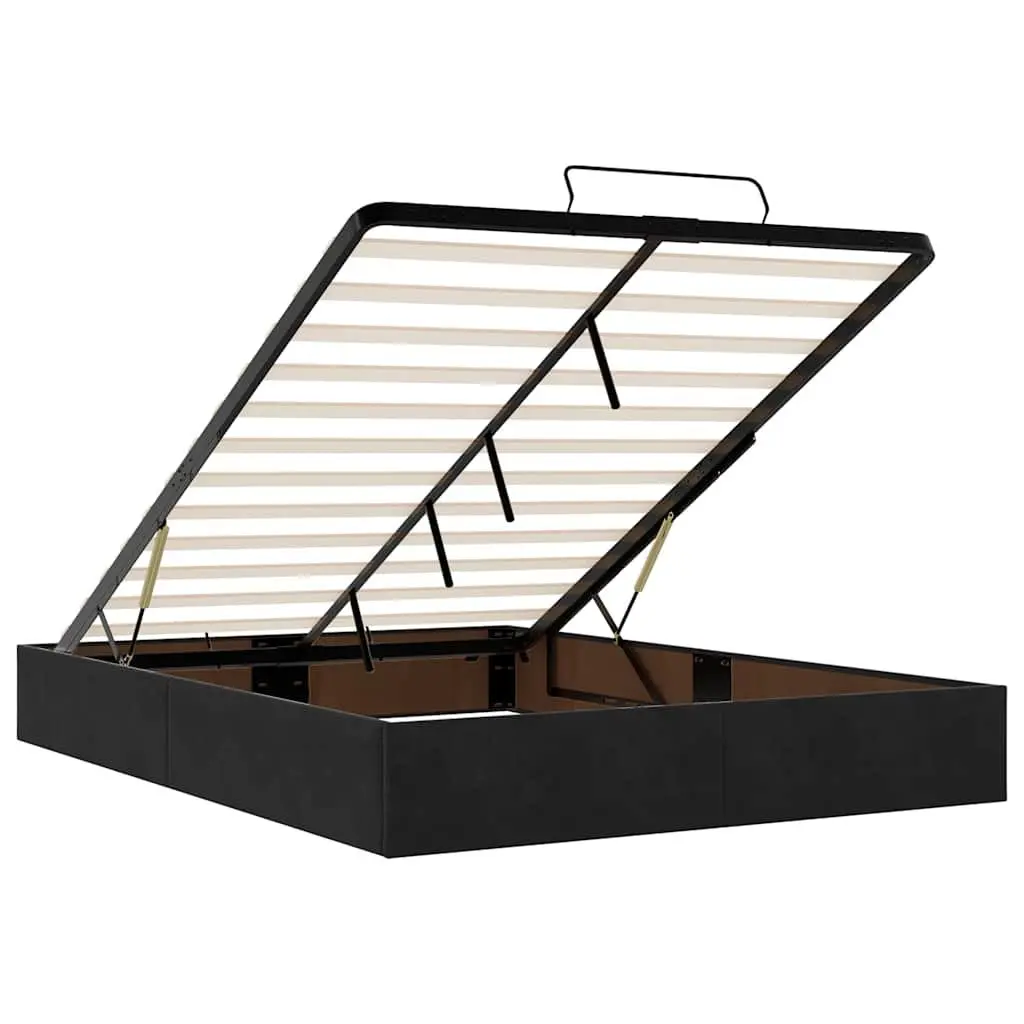 Ottoman Storage Bed Frame Black Velvet Double Gas Lift Up