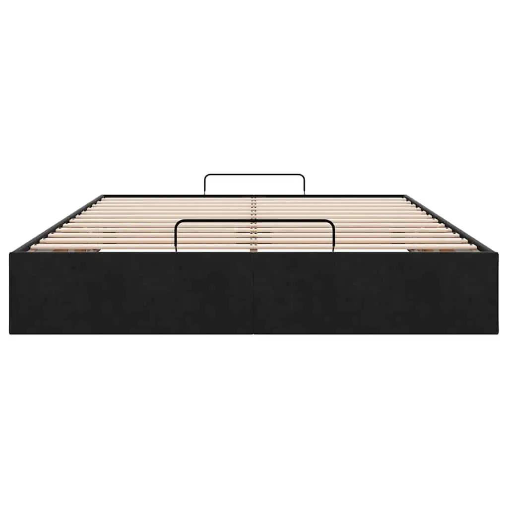 Ottoman Storage Bed Frame Black Velvet Double Gas Lift Up