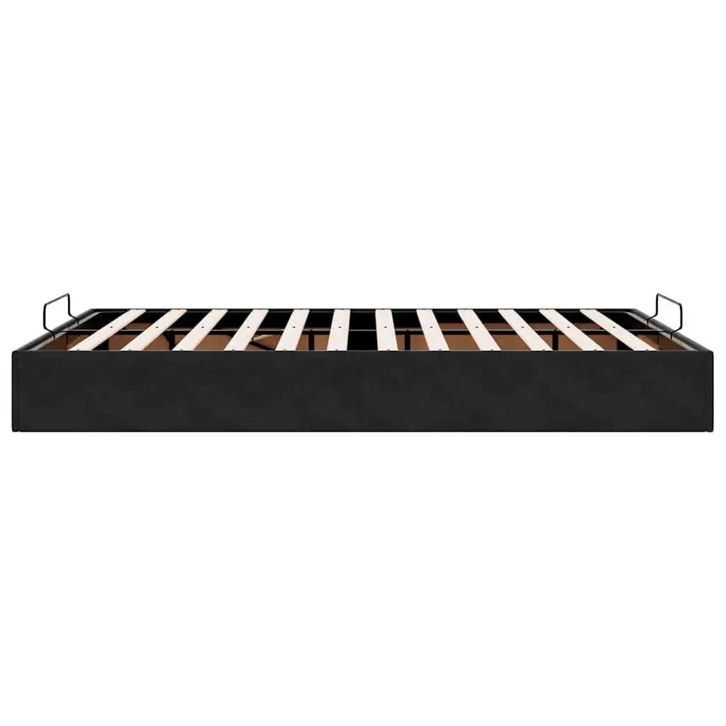 Ottoman Storage Bed Frame Black Velvet Double Gas Lift Up