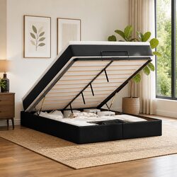 Compact Queen Ottoman Storage Bed with Pocket Spring Mattress