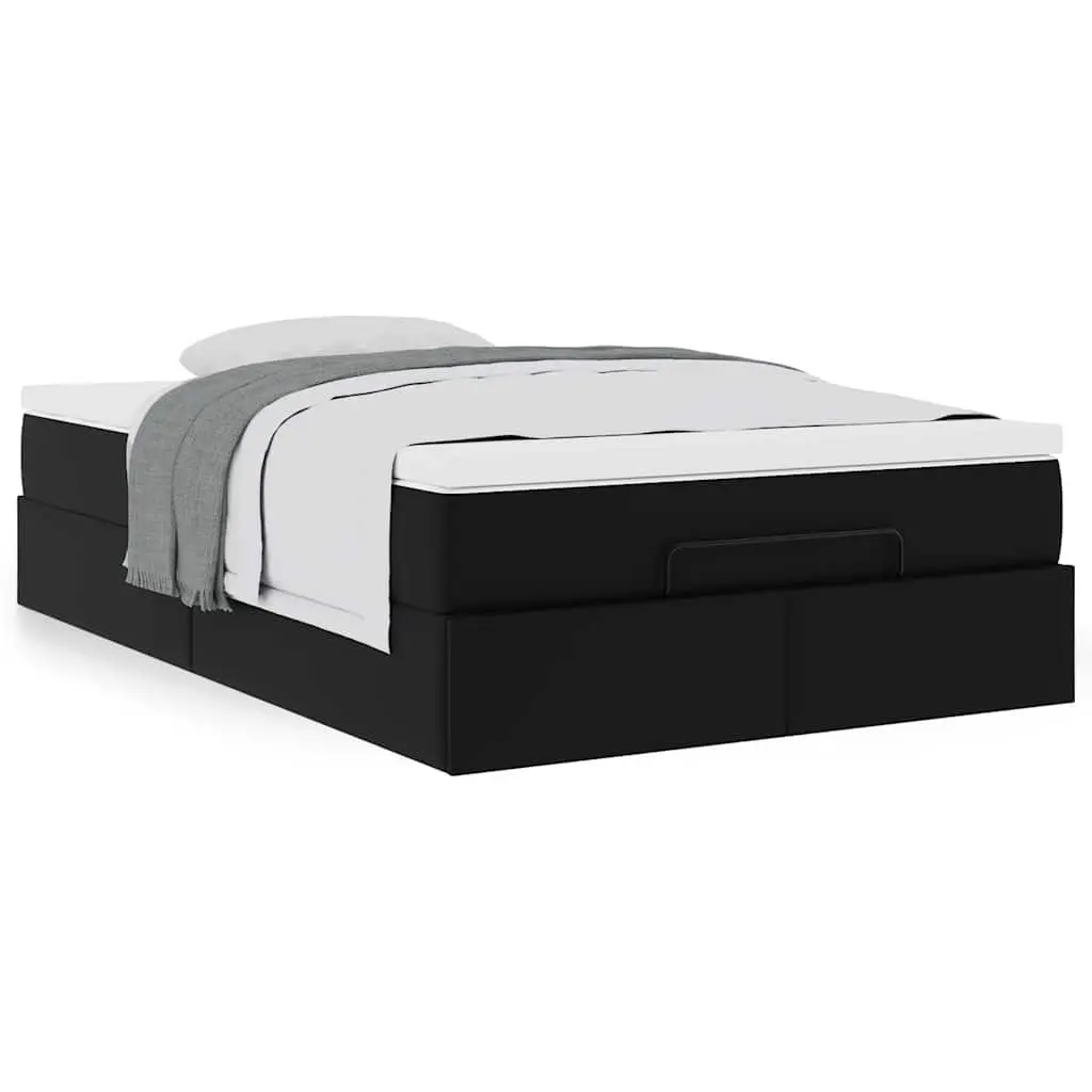 Ottoman Storage Bed Black Super Single Faux Leather Frame with Pocket Spring Mattress