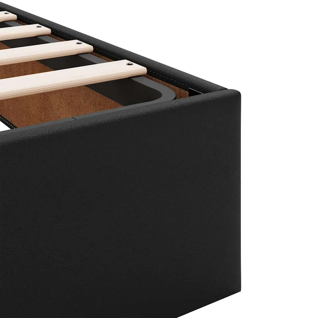 Ottoman Storage Bed Black Super Single Faux Leather Frame with Pocket Spring Mattress