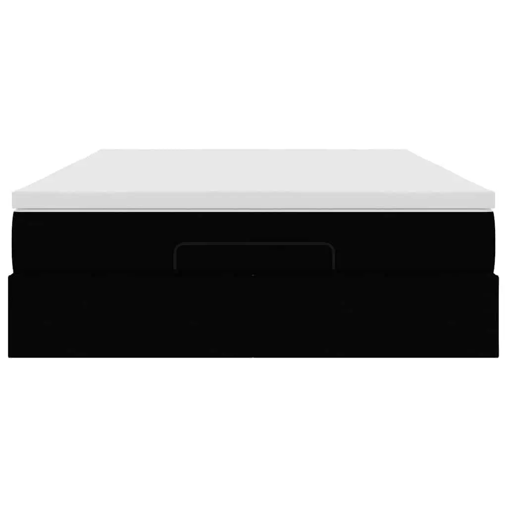 Double Ottoman Bed Black Fabric with Pocket Spring Mattress Hydraulic Lift