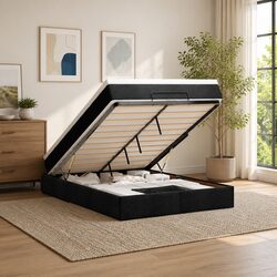 Compact Queen Ottoman Bed with Lift Mechanism for Storage
