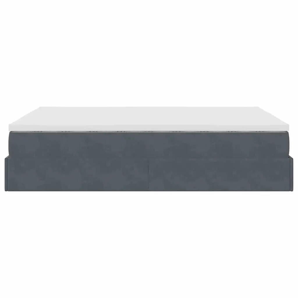 Ottoman Bed Grey Double Pocket Spring Mattress Velvet Storage Hydraulic Lift